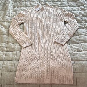 French Connection Cable Knit Sweater Dress NWT Size Large Cream